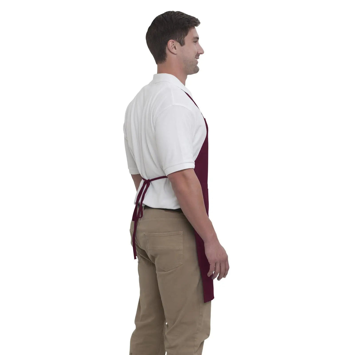 Otto 803-401 2 Pocket Full Length Adjustable Bib Apron - Maroon - Osfm