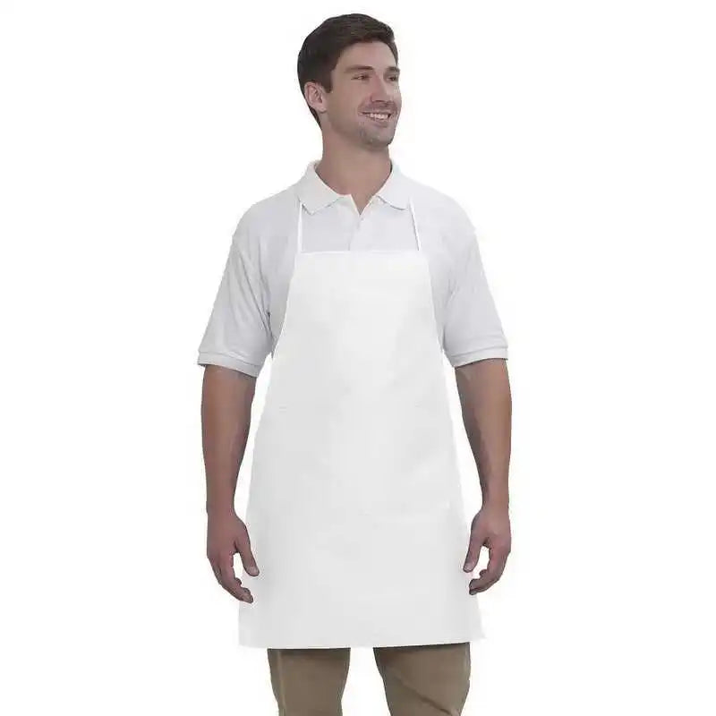 Otto 803-401 7.5 Oz Two Pocket Full Length Adjustable Bib Cotton Twill Aprons - White - one Size Fits Most