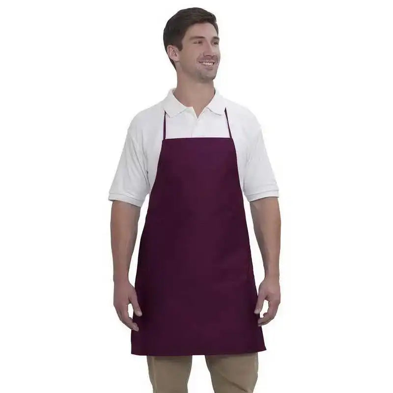 Otto 803-401 7.5 Oz Two Pocket Full Length Adjustable Bib Cotton Twill Aprons - Maroon - one Size Fits Most