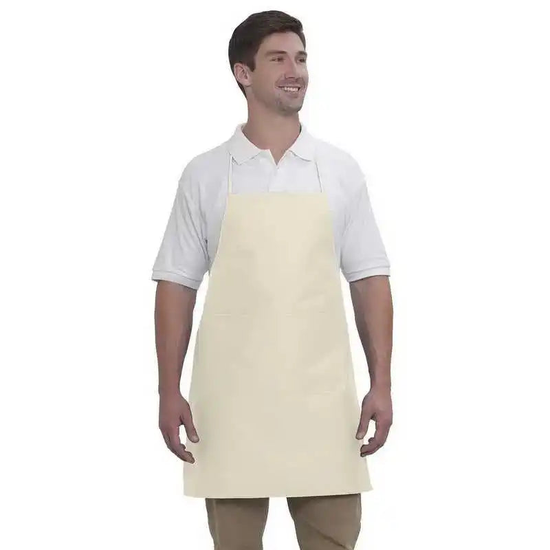 Otto 803-401 7.5 Oz Two Pocket Full Length Adjustable Bib Cotton Twill Aprons - Natural - one Size Fits Most