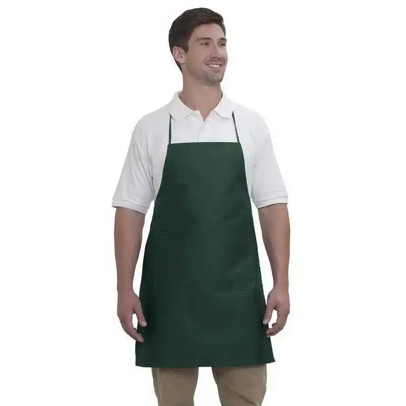 Otto 803-401 7.5 Oz Two Pocket Full Length Adjustable Bib Cotton Twill Aprons - Dark Green - Forest / one Size Fits Most