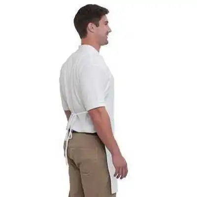 Otto 803-401 7.5 Oz Two Pocket Full Length Adjustable Bib Cotton Twill Aprons - White - one Size Fits Most