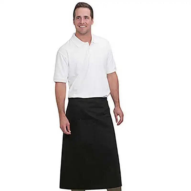 Otto 804-401 7.5 Oz. Cotton Blend Twill one Pocket Full Length Bistro Apron - Black - Size Fits Most