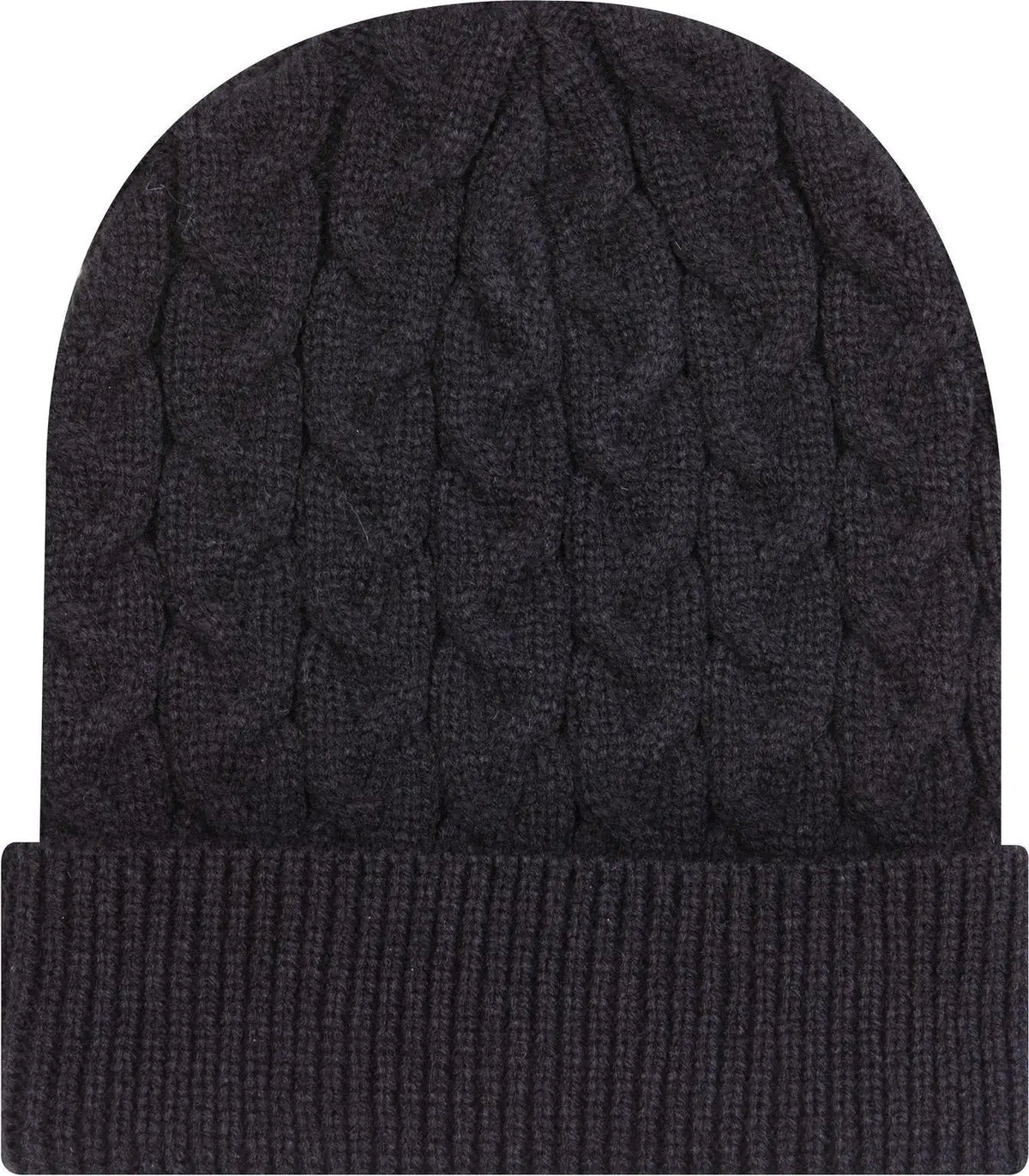 Otto 82-1 12’’ Cable Knit Beanie W/ Rib Cuff - Black - 6 1/2’’ - 7 5/8’’
