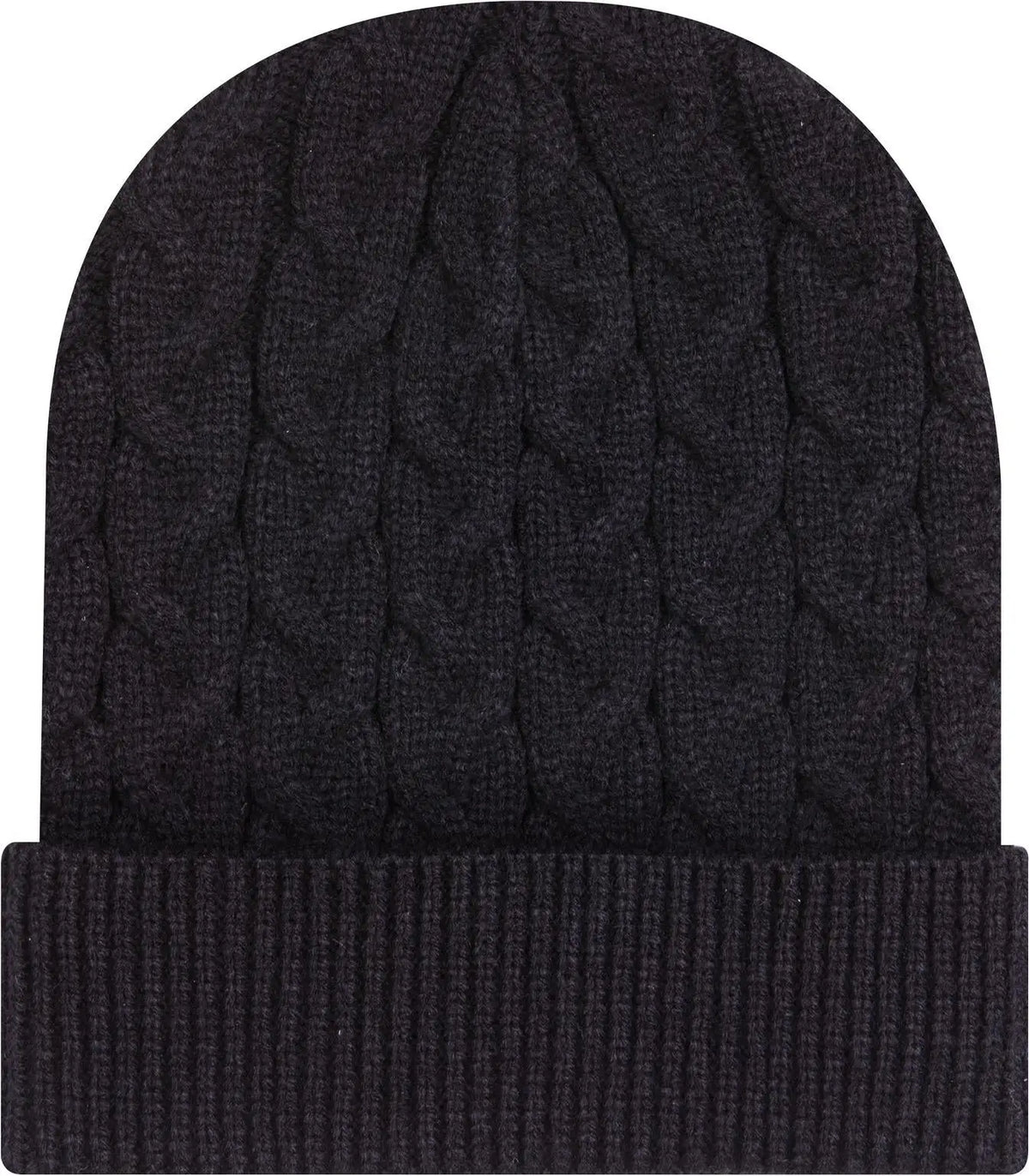 Otto 82-1 12’’ Cable Knit Beanie W/ Rib Cuff - Black - 6 1/2’’ - 7 5/8’’