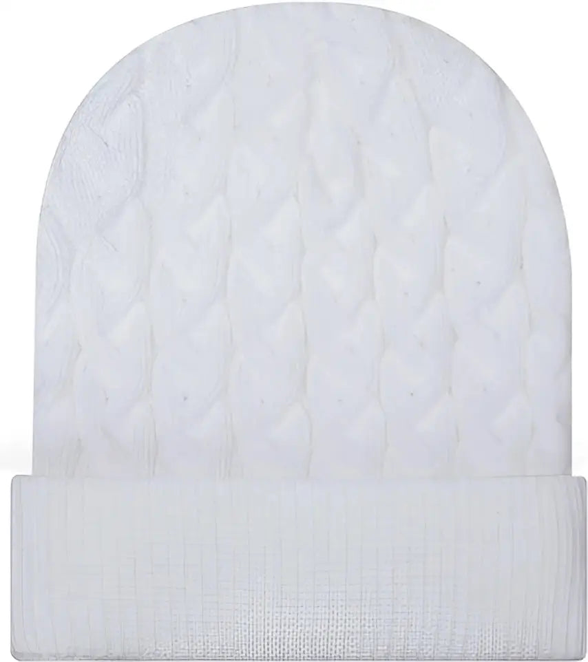 Otto 82-1 12’’ Cable Knit Beanie W/ Rib Cuff - White - 6 1/2’’ - 7 5/8’’