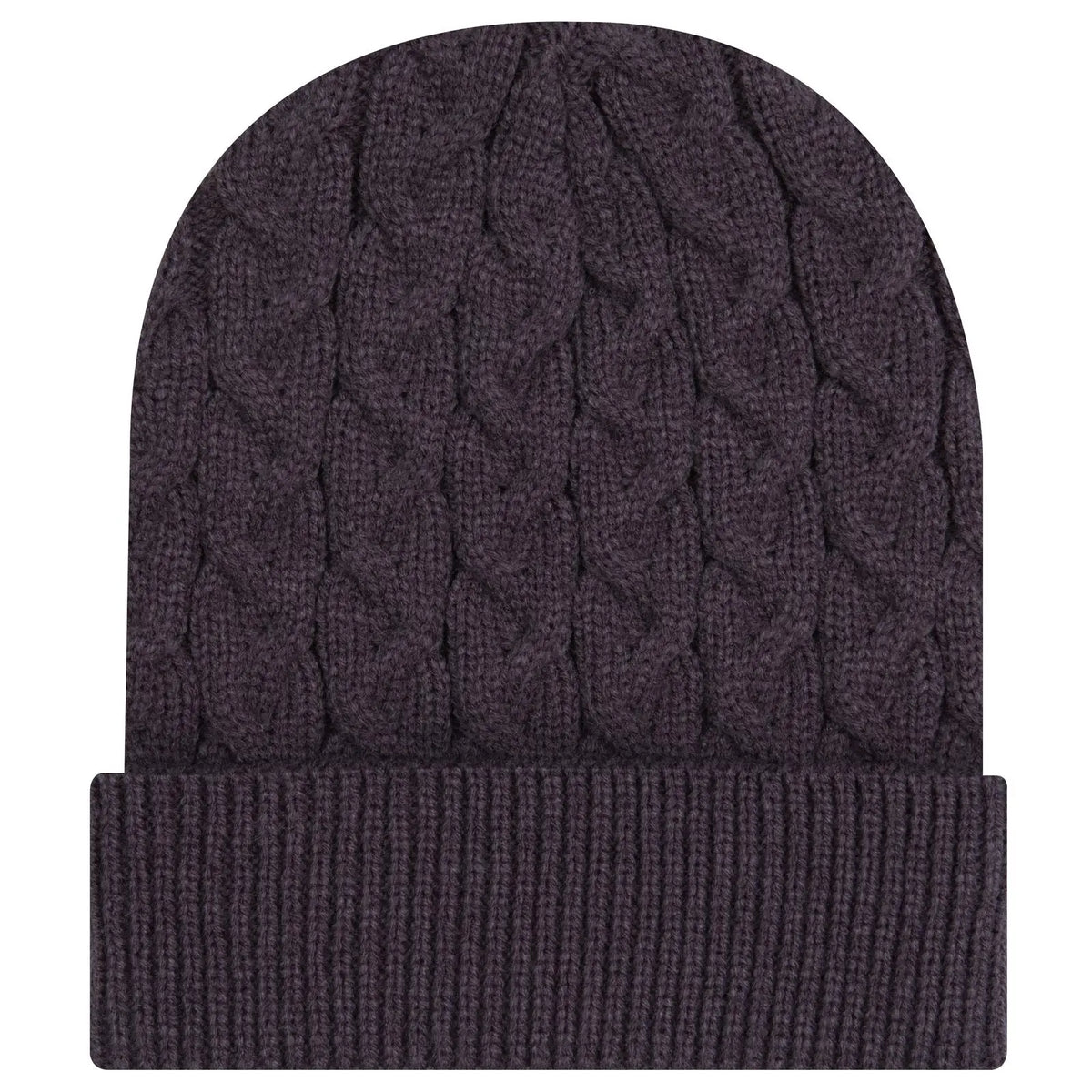 Otto 82-1 12’’ Cable Knit Beanie with Rib Cuff - Char. Gray - 7 3/8’’ - 5/8’’