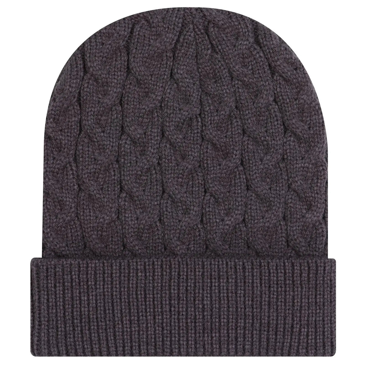 Otto 82-1 12’’ Cable Knit Beanie with Rib Cuff - Char. Gray - 7 3/8’’ - 5/8’’