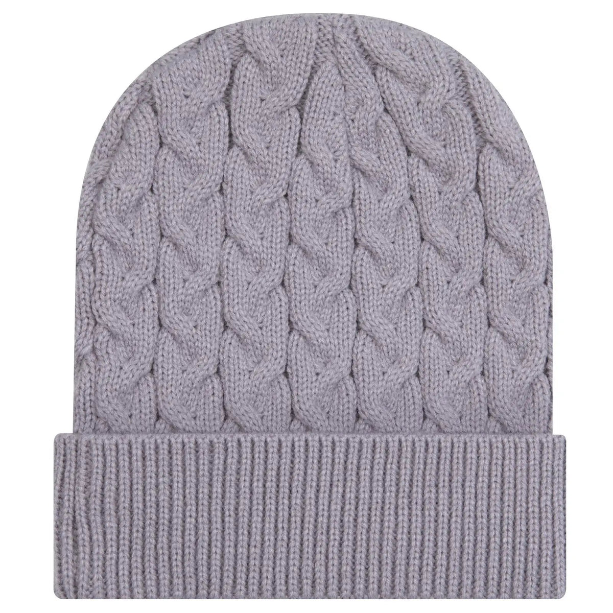 Otto 82-1 12’’ Cable Knit Beanie with Rib Cuff - Gray - 7 3/8’’ - 5/8’’