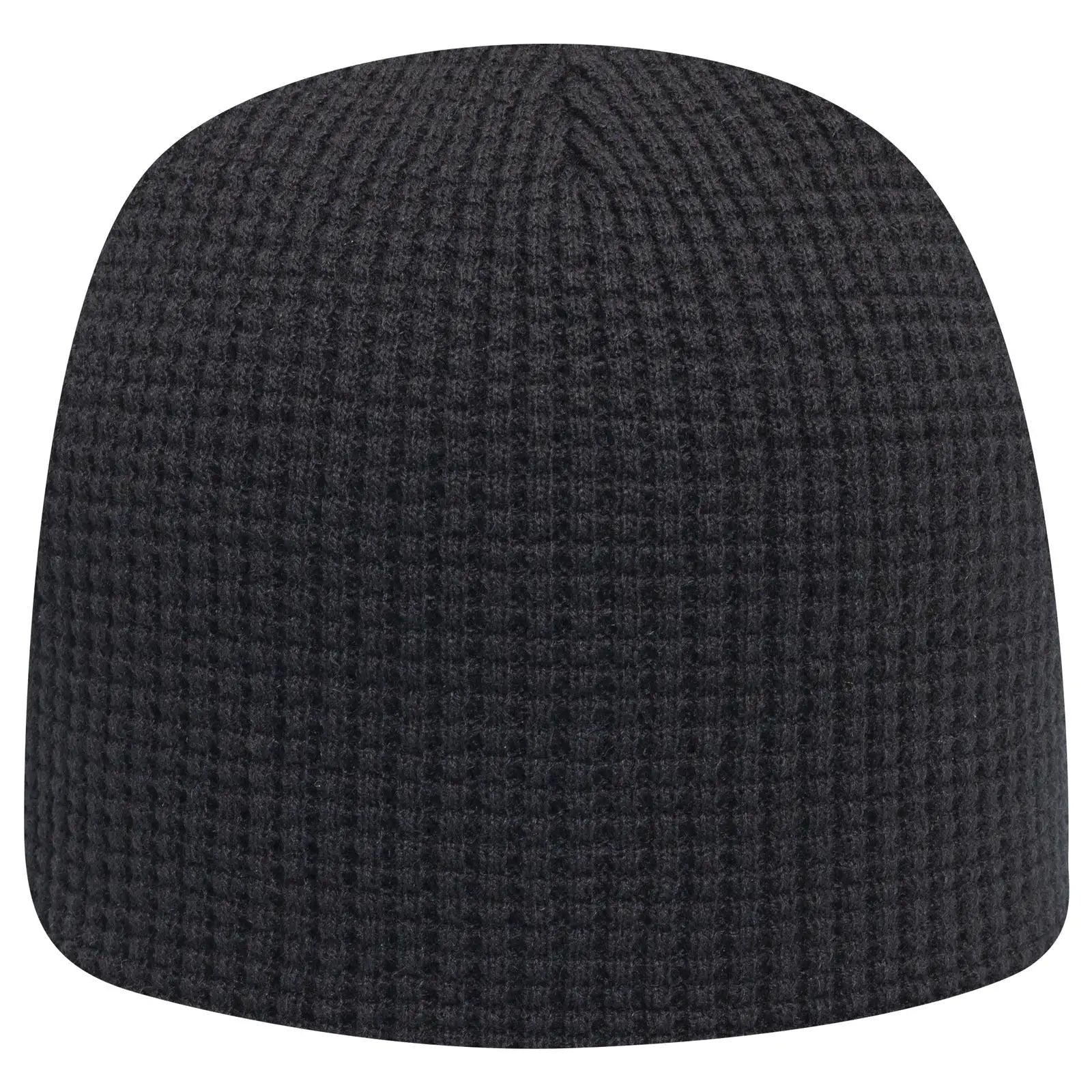 Otto 82-1068 8’’ Waffle Rib Knit Beanie - Black - 7 3/8’’ - 5/8’’