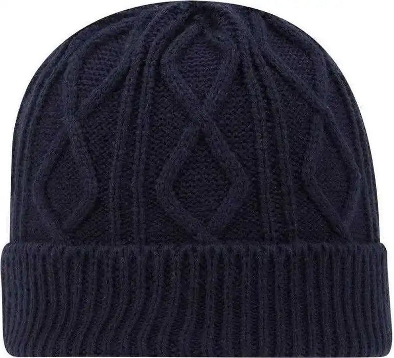 Otto 82-1215 100% Acrylic Cable Knit Beanie - Navy - one Size Fits Most