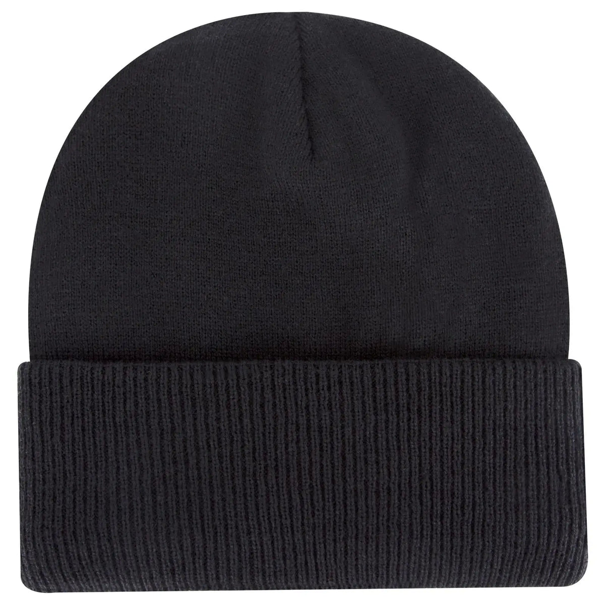 Otto 82-1316 12’’ Classic Knit Beanie W/ Inside Fleece Lining & Rib Cuff - Black - 6 1/2’’ - 7 5/8’’