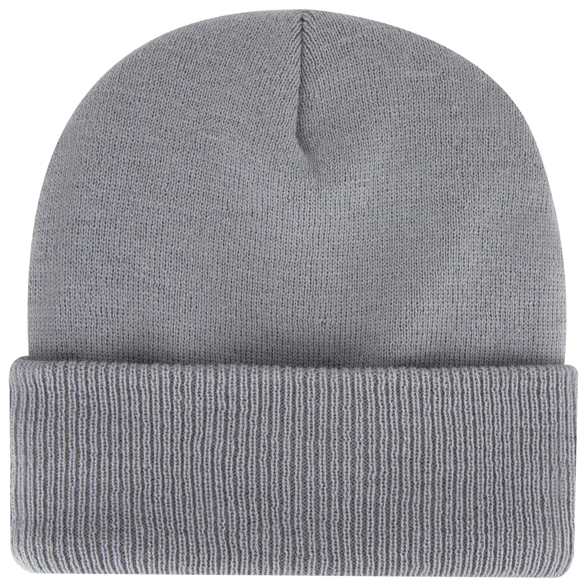 Otto 82-1316 12’’ Classic Knit Beanie W/ Inside Fleece Lining & Rib Cuff - Gray - 6 1/2’’ - 7 5/8’’