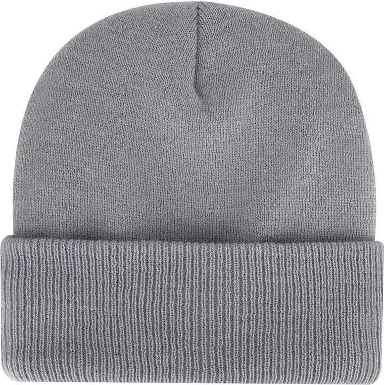 Otto 82-1316 12 Classic Knit Beanie with Inside Fleece Lining Rib Cuff - Gray - one Size Fits Most