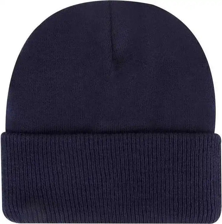 Otto 82-1316 12 Classic Knit Beanie with Inside Fleece Lining Rib Cuff - Navy - one Size Fits Most