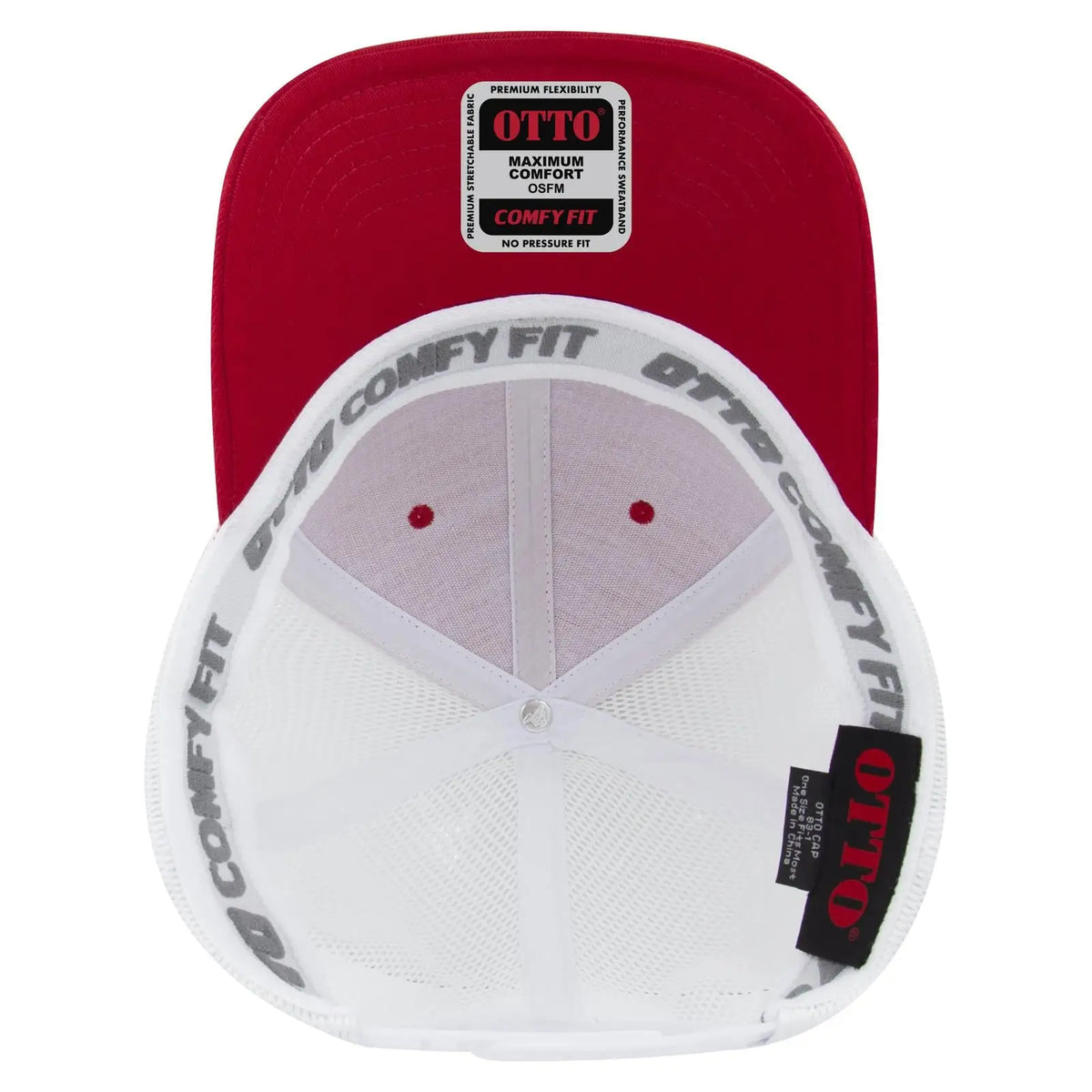 Otto 83-1 ?Otto Comfy Fit’ 6 Panel Low Profile Mesh Back Trucker Cap - Red/wht - 7 3/8’’ - 5/8’’