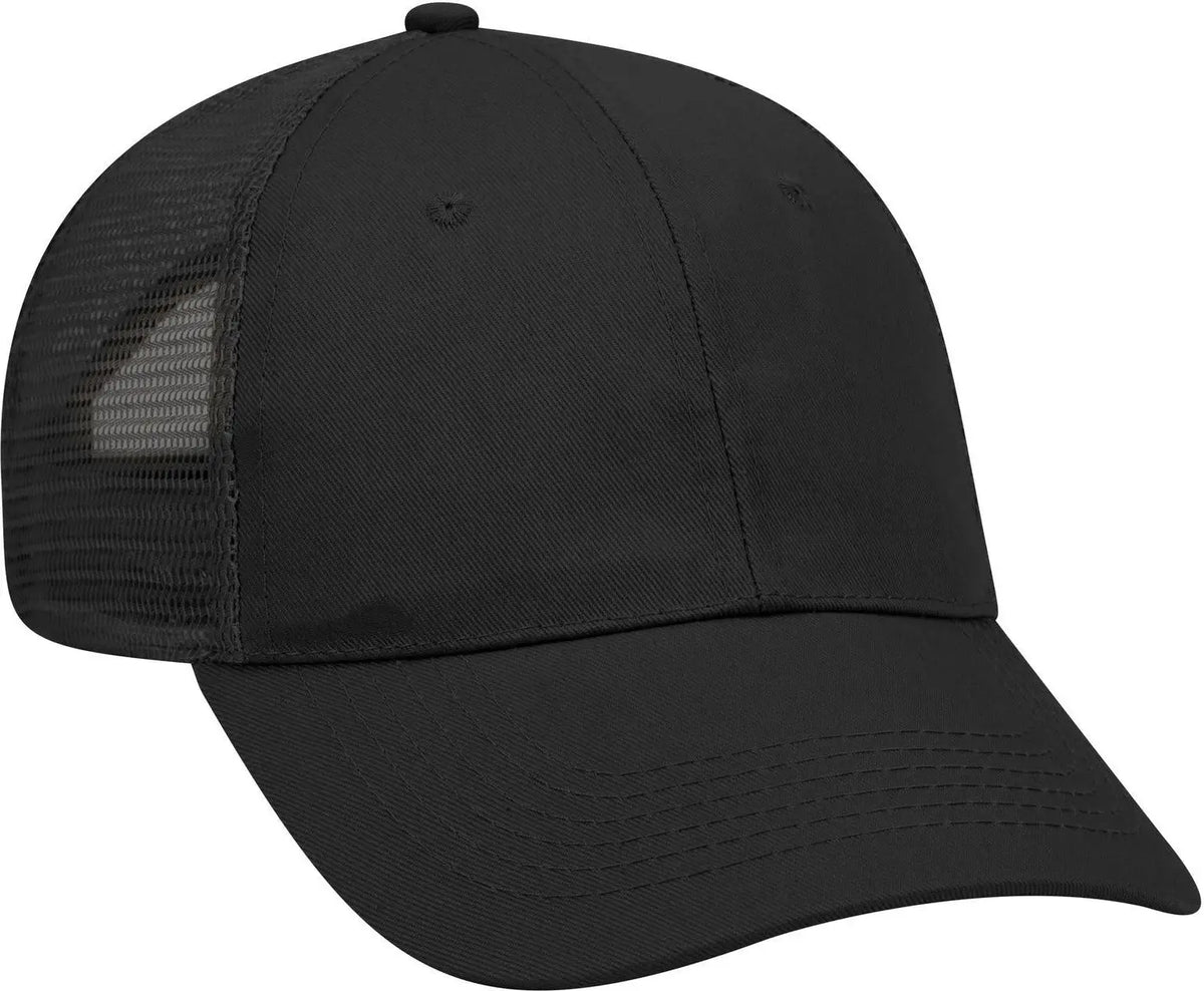 Otto 83-1101 6 Panel Low Profile Mesh Back Trucker Cap - Black - 1/2’’ - 7 5/8’’