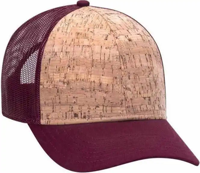 Otto 83-1212 6 Panel Cork Mesh Back Cap - Burgandy Maroon - one Size Fits Most