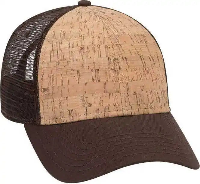 Otto 83 1212 6 Panel Cork Mesh Back Cap Darkbrown Brown / one Size Fits Most
