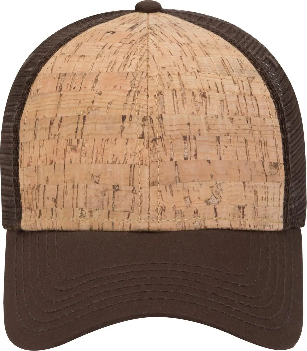 Otto 83-1212 6 Panel Low Profile Mesh Back Trucker Cap - D.brn/cork/d.brn - 1/2’’ - 7 5/8’’