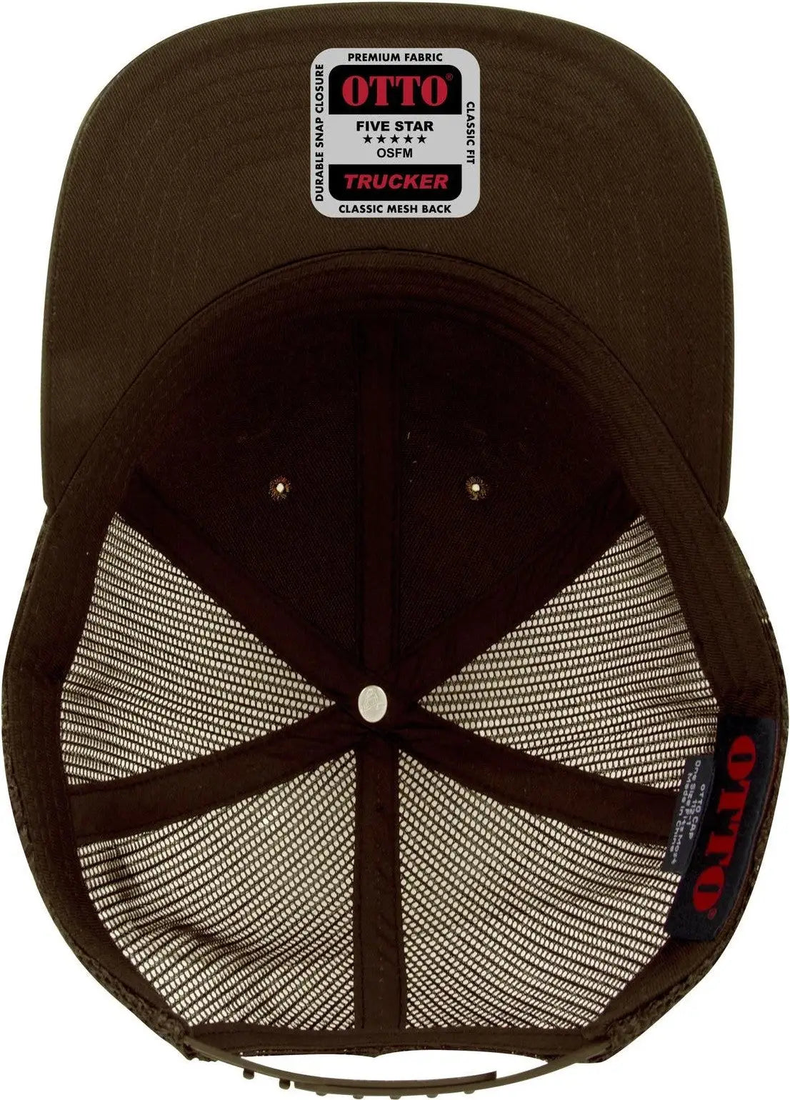 Otto 83-1212 6 Panel Low Profile Mesh Back Trucker Cap - D.brn/cork/d.brn - 1/2’’ - 7 5/8’’