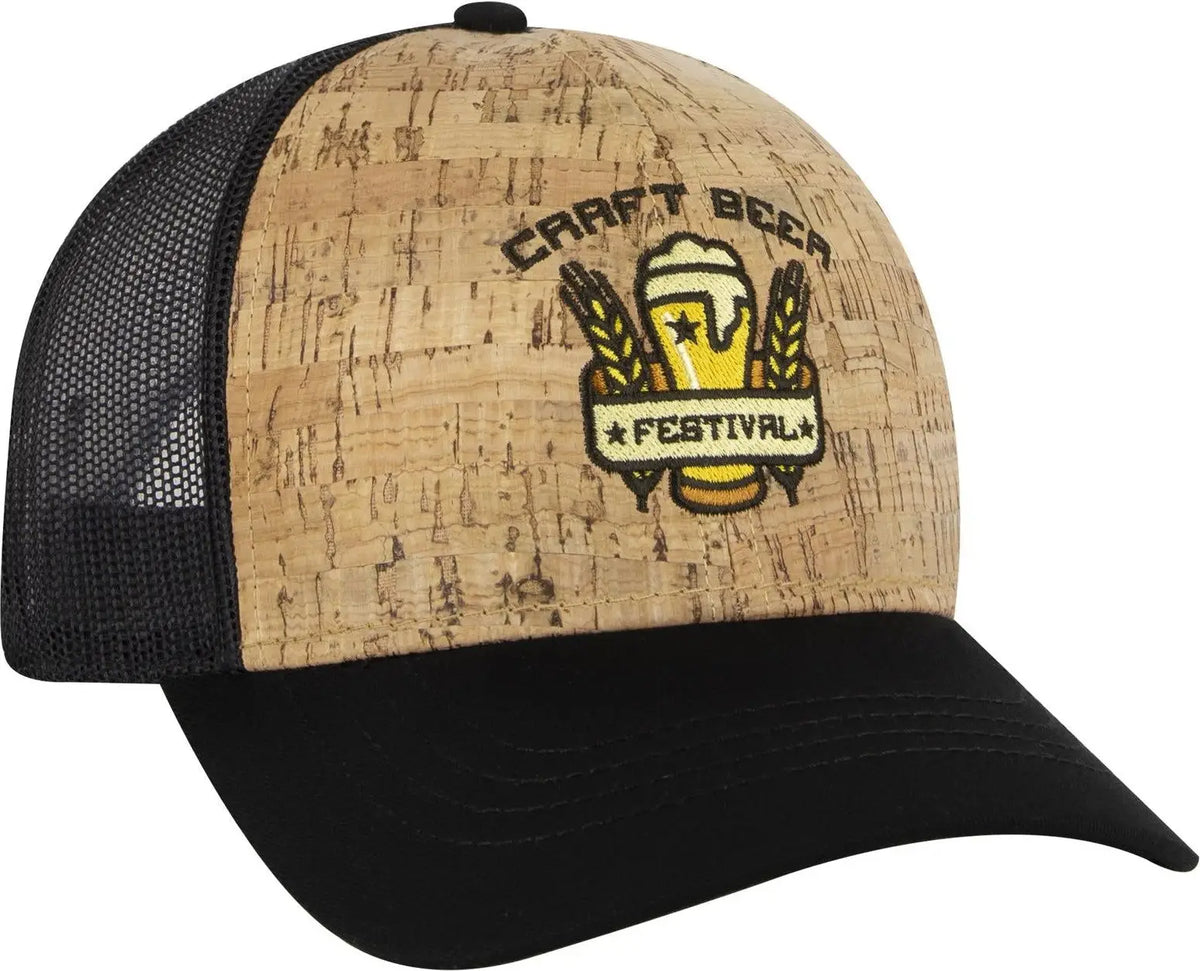 Otto 83-1212 6 Panel Low Profile Mesh Back Trucker Cap - Blk/cork/blk - 1/2’’ - 7 5/8’’