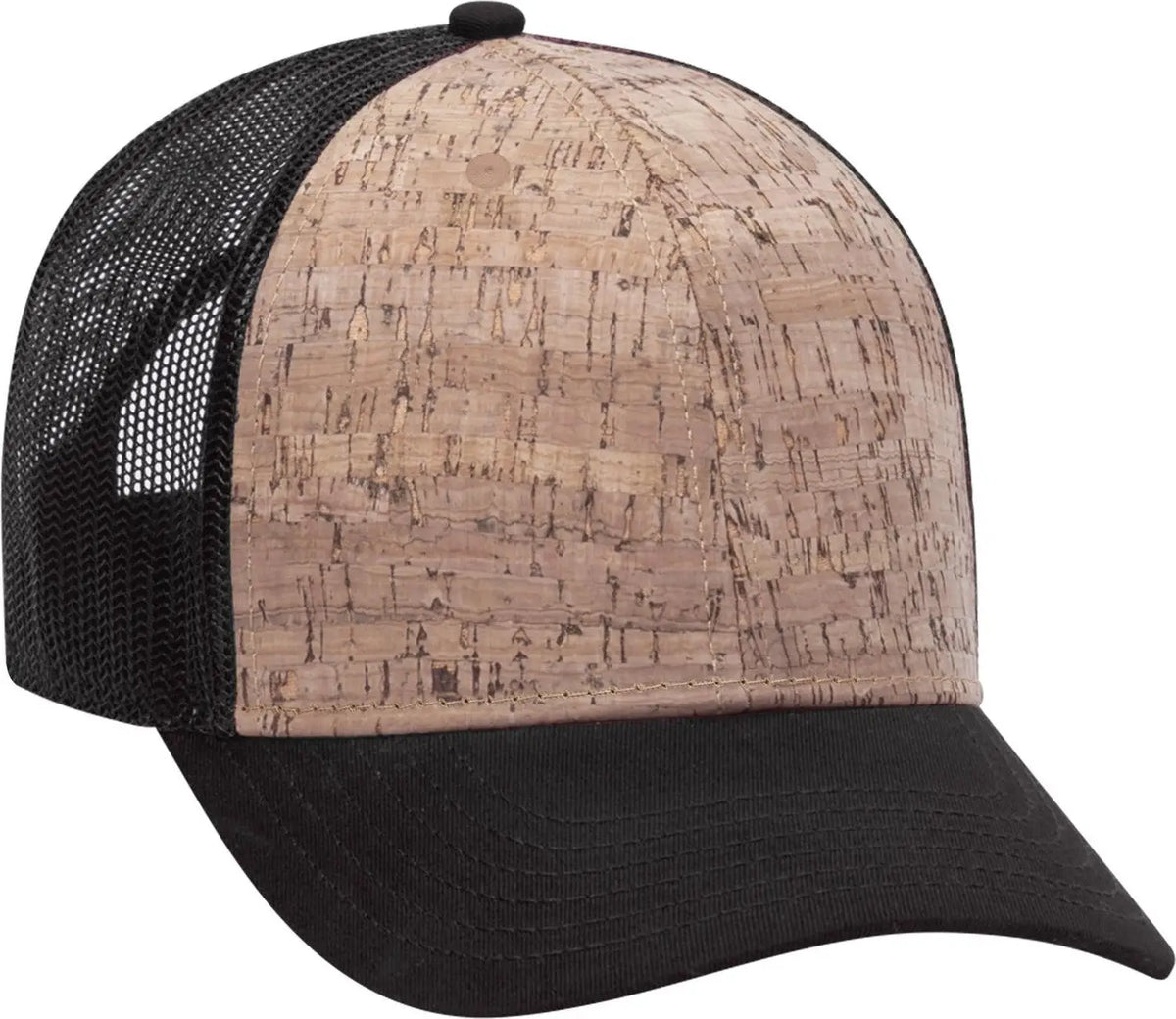 Otto 83-1212 6 Panel Low Profile Mesh Back Trucker Cap - Blk/cork/blk - 1/2’’ - 7 5/8’’
