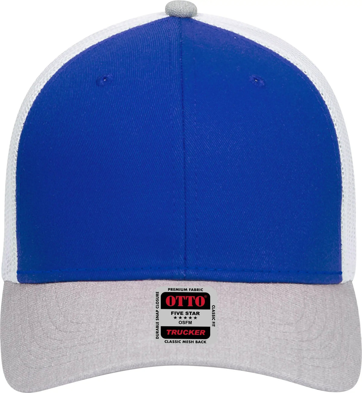 Otto 83-1239 6 Panel Low Profile Mesh Back Trucker Cap - Heathergray/royal/white - 1/2’’ - 7 5/8’’
