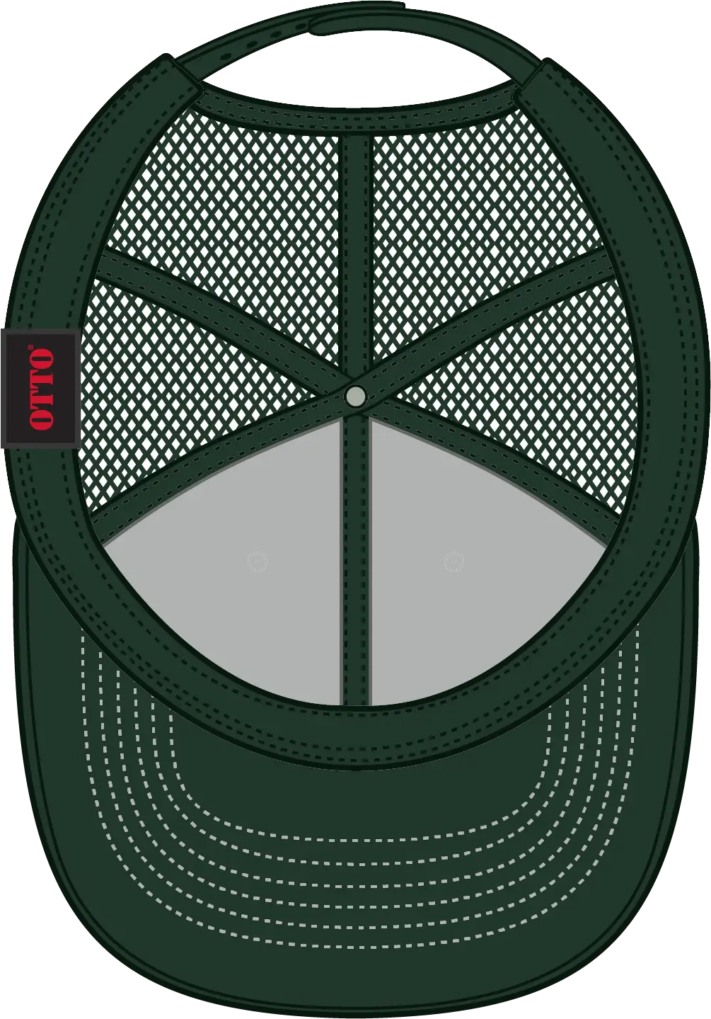 Otto 83-1239 6 Panel Low Profile Mesh Back Trucker Cap - Dk.grn/wht/dk.grn - 1/2’’ - 7 5/8’’