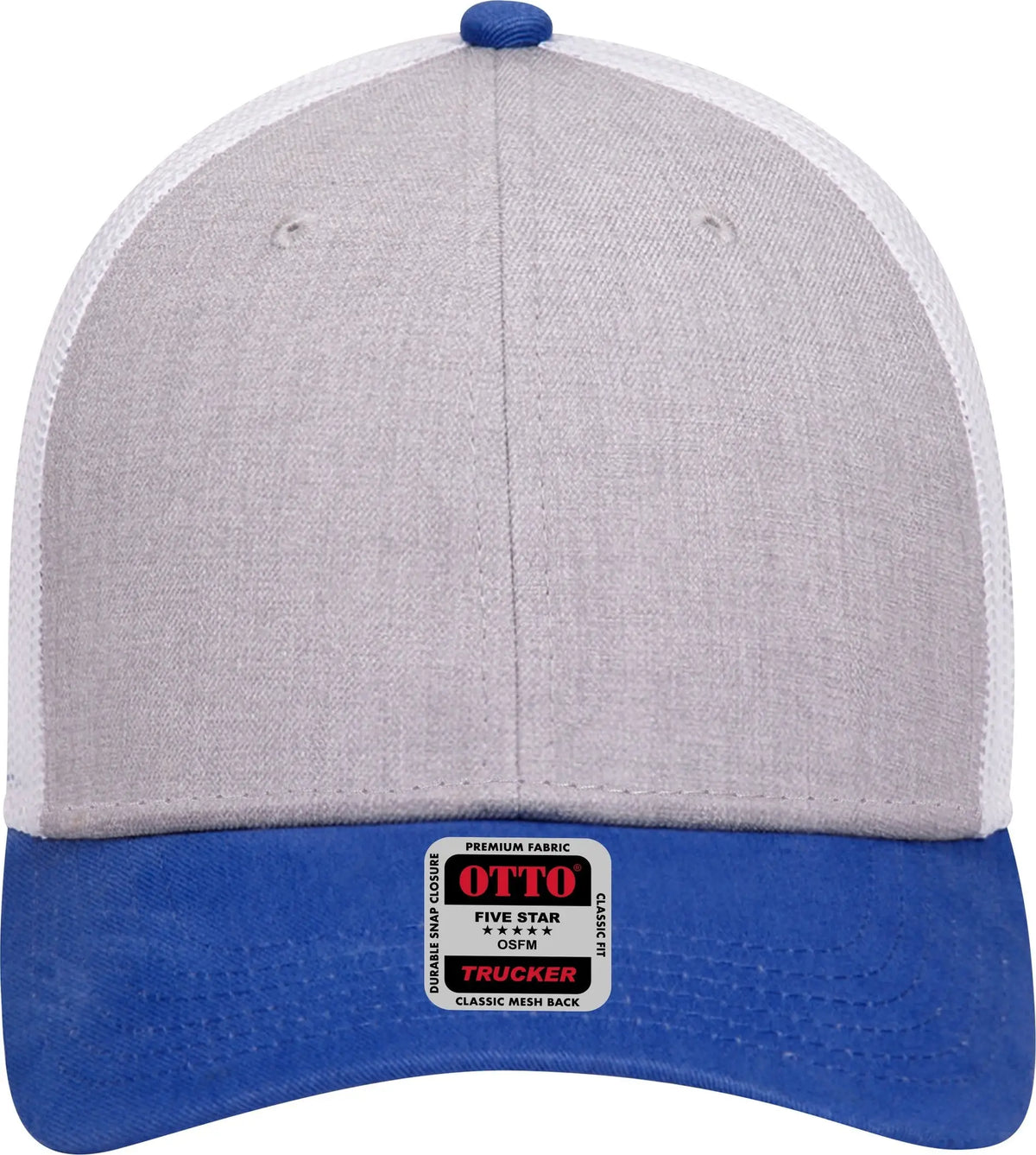 Otto 83-1239 6 Panel Low Profile Mesh Back Trucker Cap - Royal/heathergry/white - 1/2’’ - 7 5/8’’