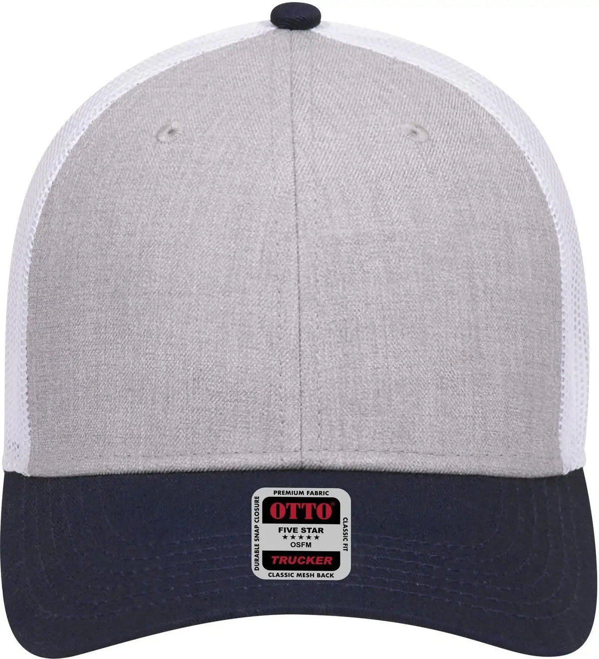 Otto 83-1239 6 Panel Low Profile Mesh Back Trucker Cap - Navy/heathergray/white - 1/2’’ - 7 5/8’’