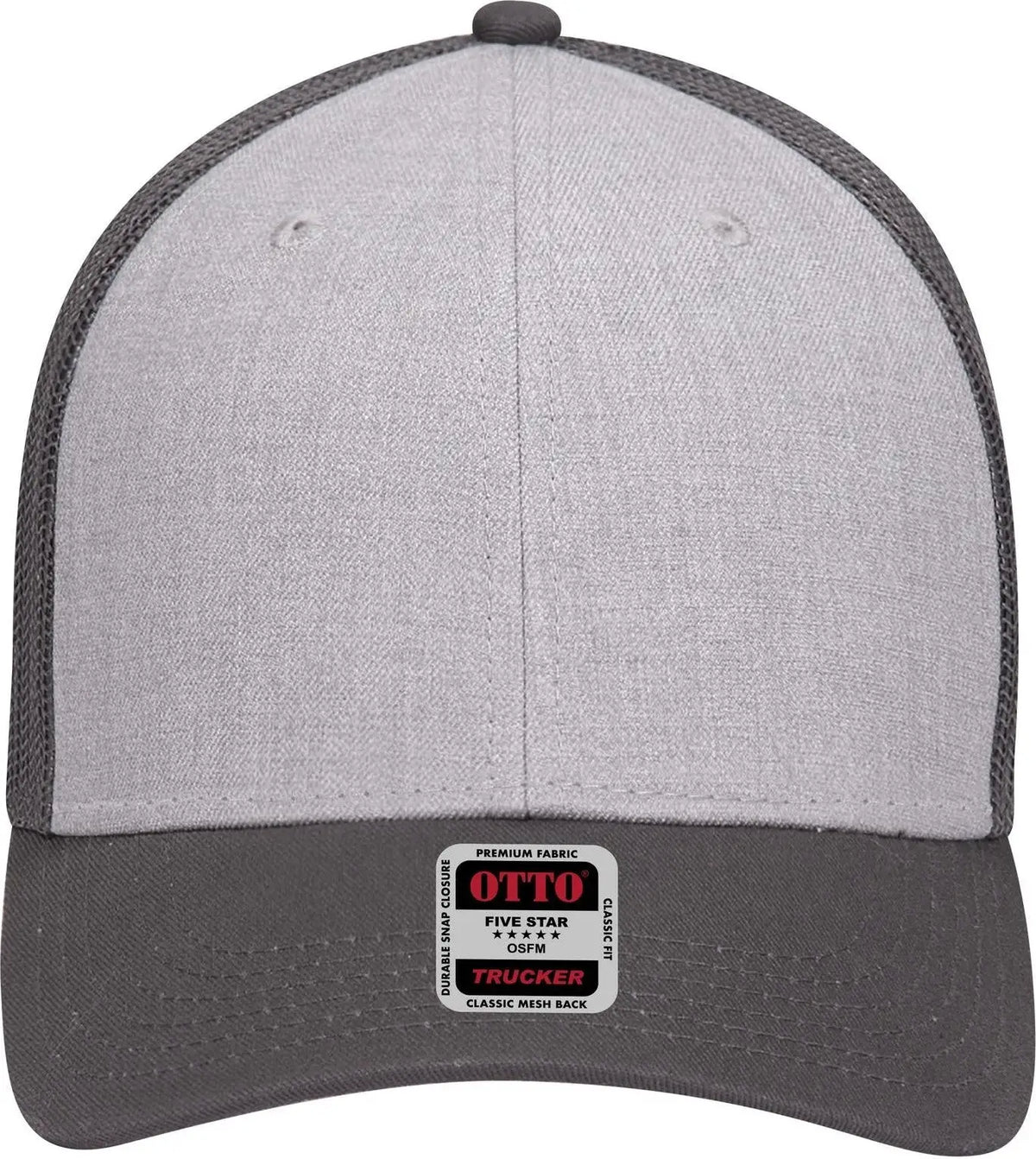 Otto 83-1239 6 Panel Low Profile Mesh Back Trucker Cap - Charcoalgray/heathergray/charcoalgray - 1/2’’ - 7 5/8’’