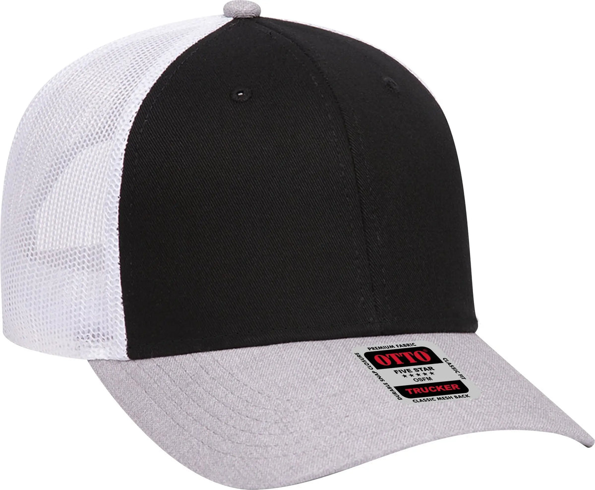 Otto 83-1239 6 Panel Low Profile Mesh Back Trucker Cap - Heathergray/black/white - 1/2’’ - 7 5/8’’
