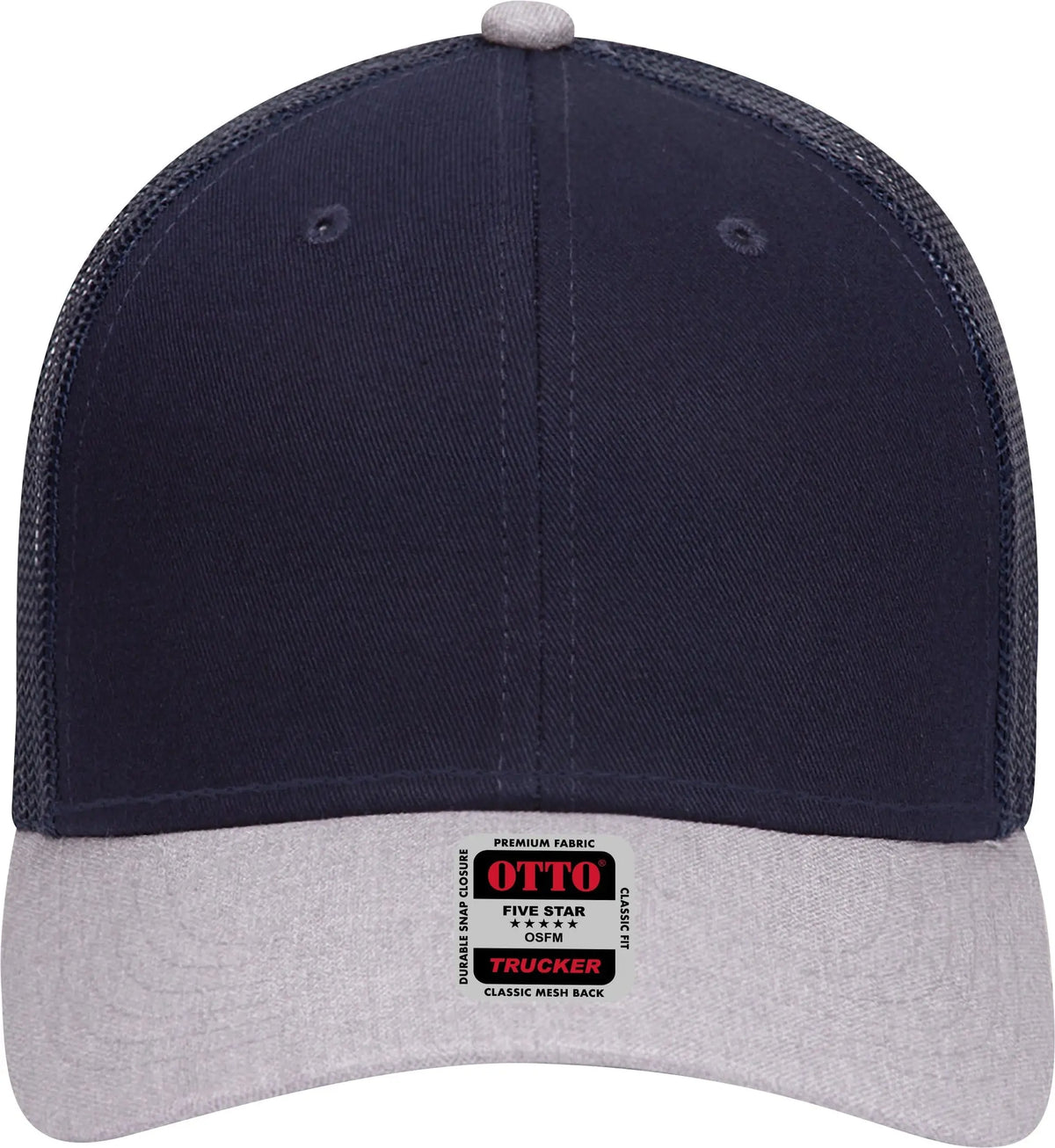 Otto 83-1239 6 Panel Low Profile Mesh Back Trucker Cap - Heathergray/navy/navy - 1/2’’ - 7 5/8’’