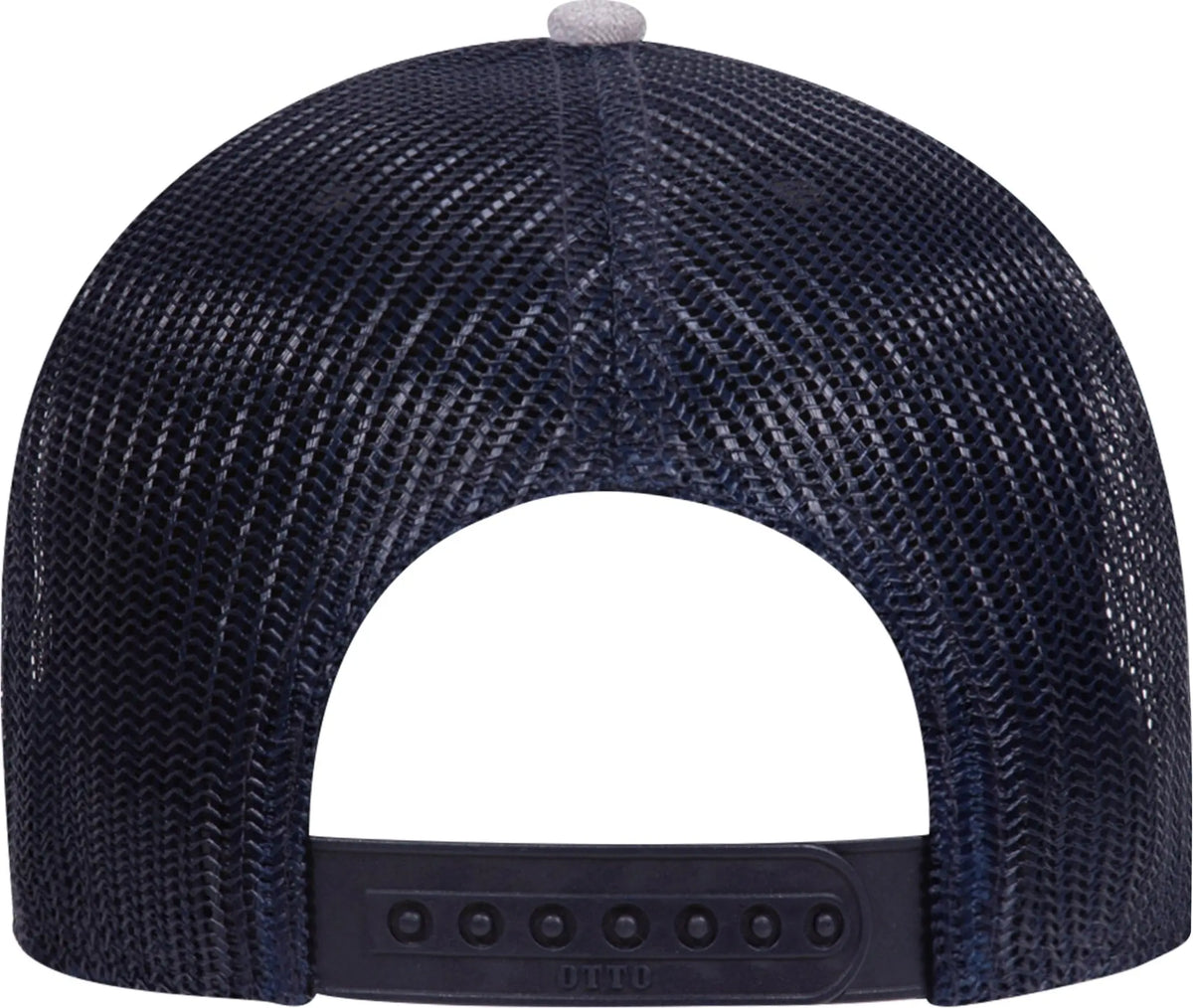 Otto 83-1239 6 Panel Low Profile Mesh Back Trucker Cap - Heathergray/navy/navy - 1/2’’ - 7 5/8’’