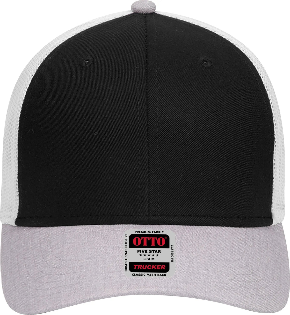 Otto 83-1239 6 Panel Low Profile Mesh Back Trucker Cap - Heathergray/black/white - 1/2’’ - 7 5/8’’
