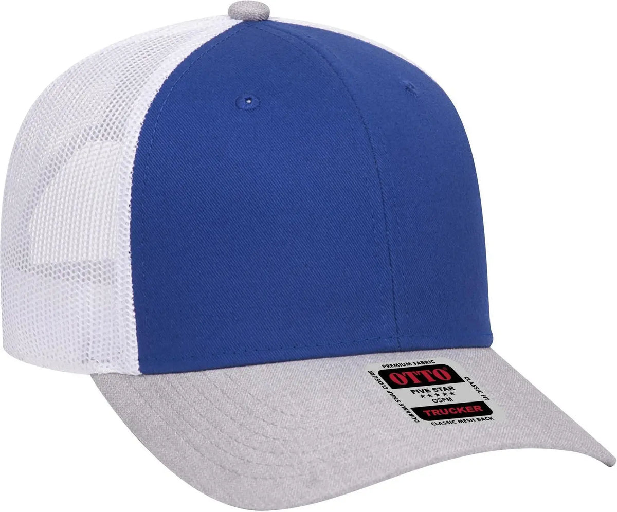 Otto 83-1239 6 Panel Low Profile Mesh Back Trucker Cap - Heathergray/royal/white - 1/2’’ - 7 5/8’’