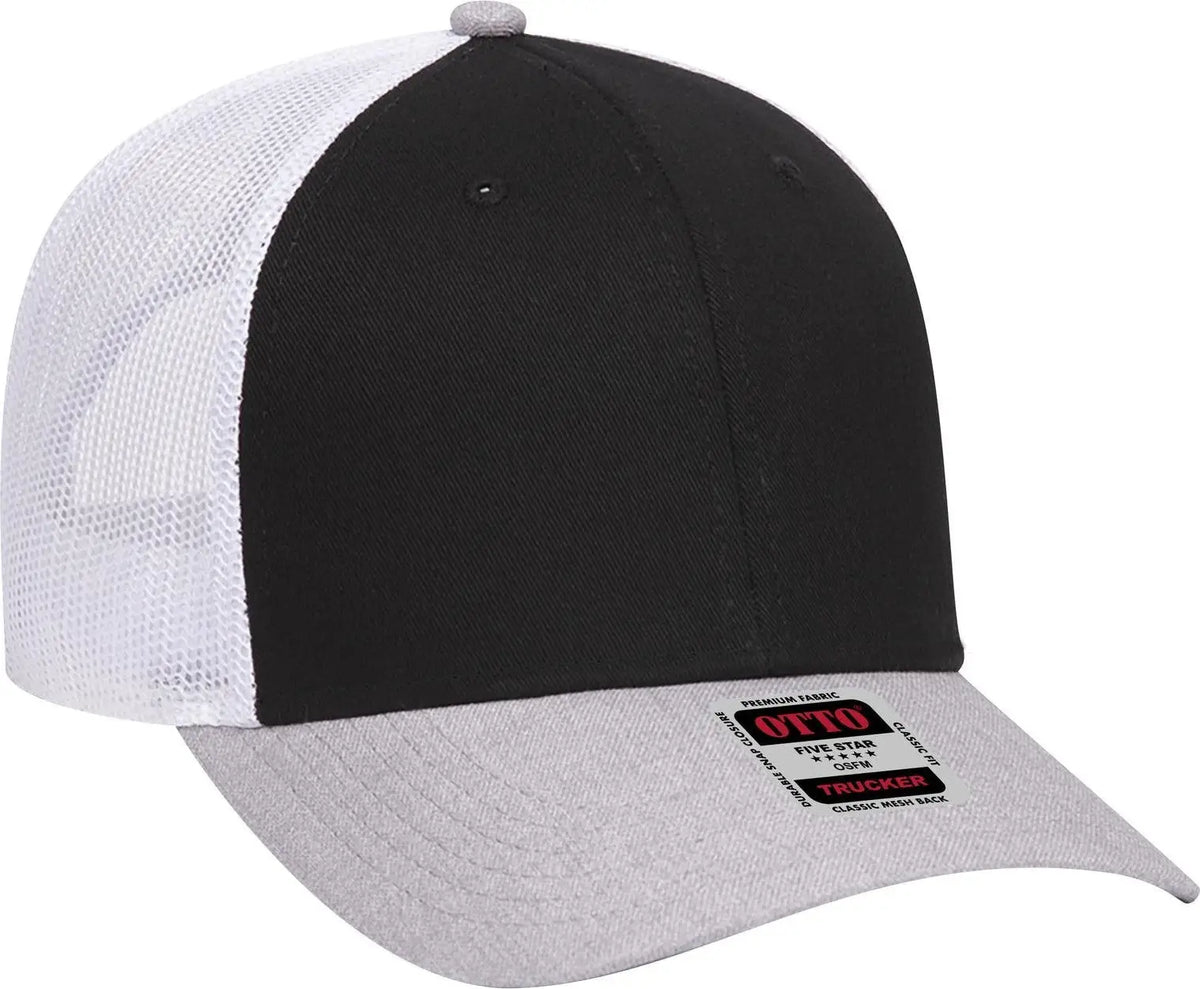 Otto 83-1239 6 Panel Low Profile Mesh Back Trucker Cap - Heathergray/black/white - 1/2’’ - 7 5/8’’