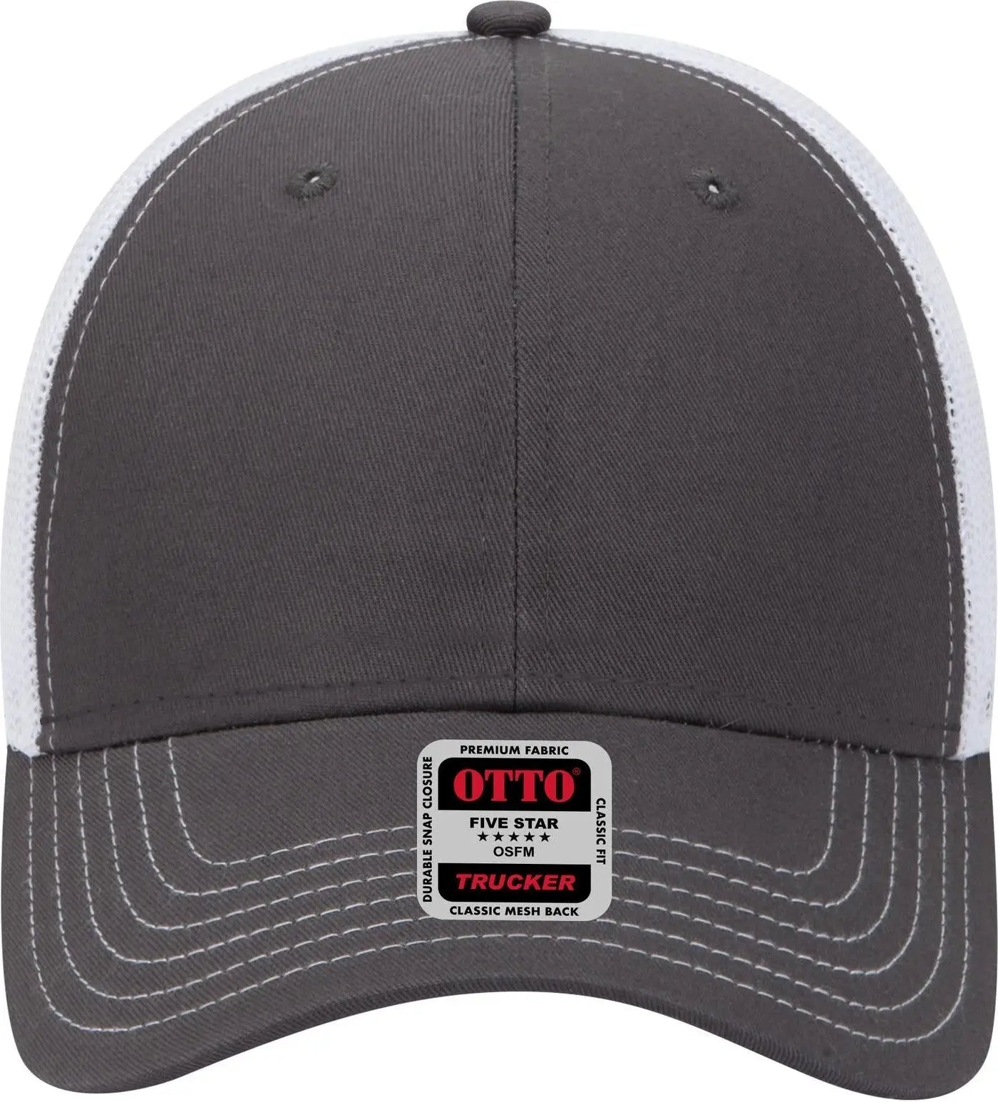 Otto 83-1239 6 Panel Low Profile Mesh Back Trucker Cap - Ch.gry/ch.gry/wht - 1/2’’ - 7 5/8’’
