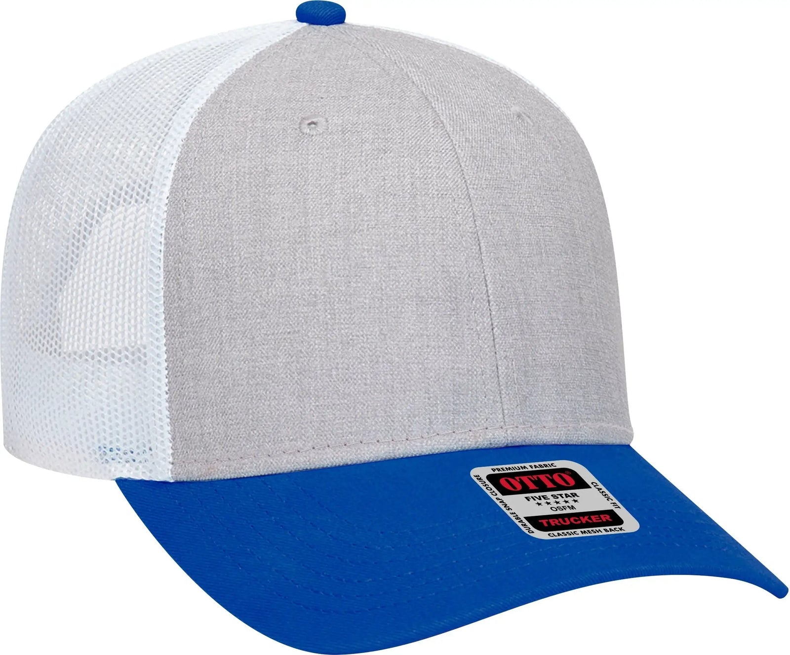 Otto 83-1239 6 Panel Low Profile Mesh Back Trucker Cap - Royal/heathergry/white - 1/2’’ - 7 5/8’’