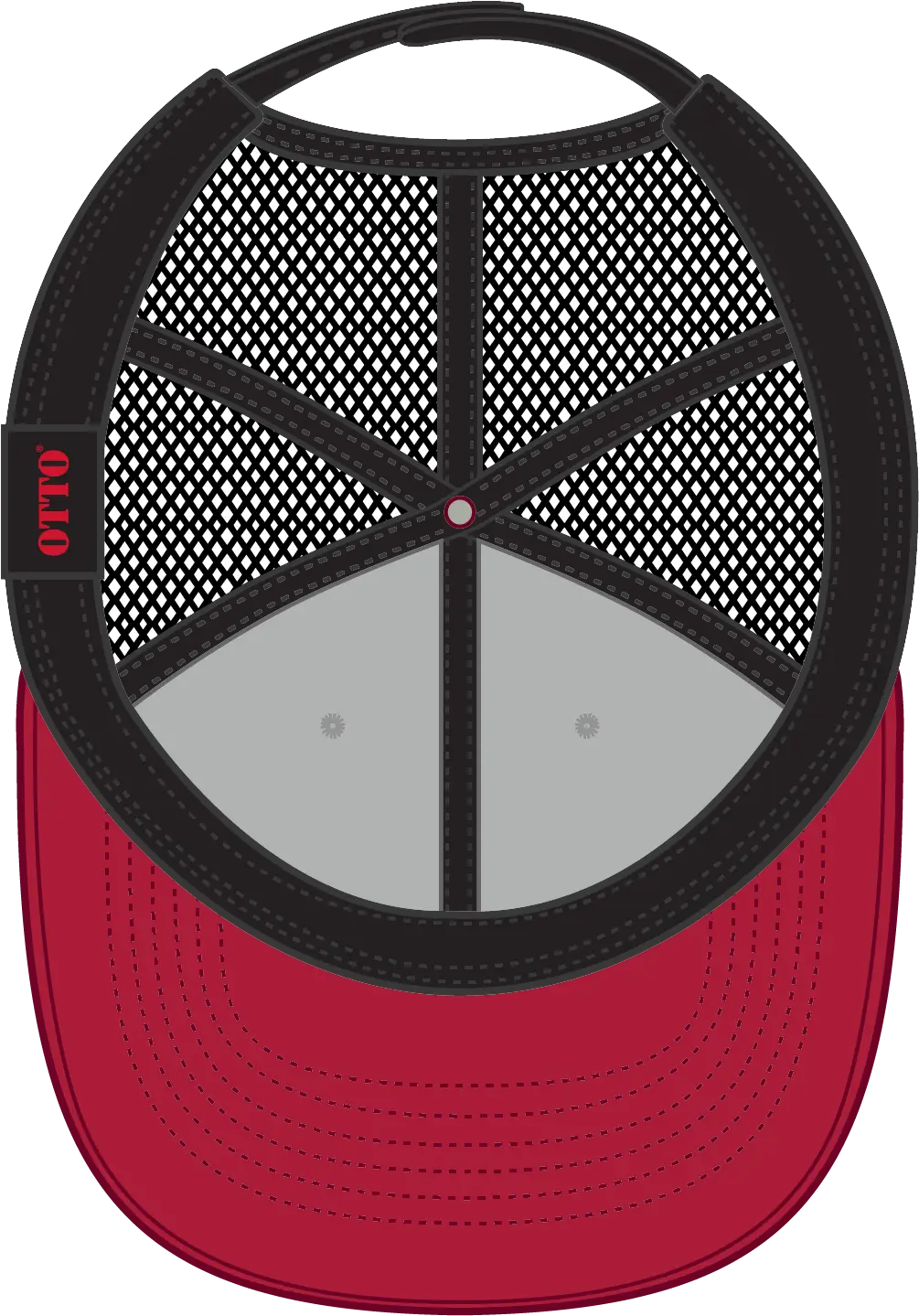 Otto 83-1239 6 Panel Low Profile Mesh Back Trucker Cap - Red/heathergry/black - 1/2’’ - 7 5/8’’