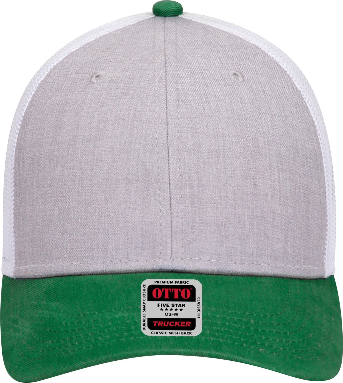Otto 83-1239 6 Panel Low Profile Mesh Back Trucker Cap - Kelly/heathergray/white - 1/2’’ - 7 5/8’’