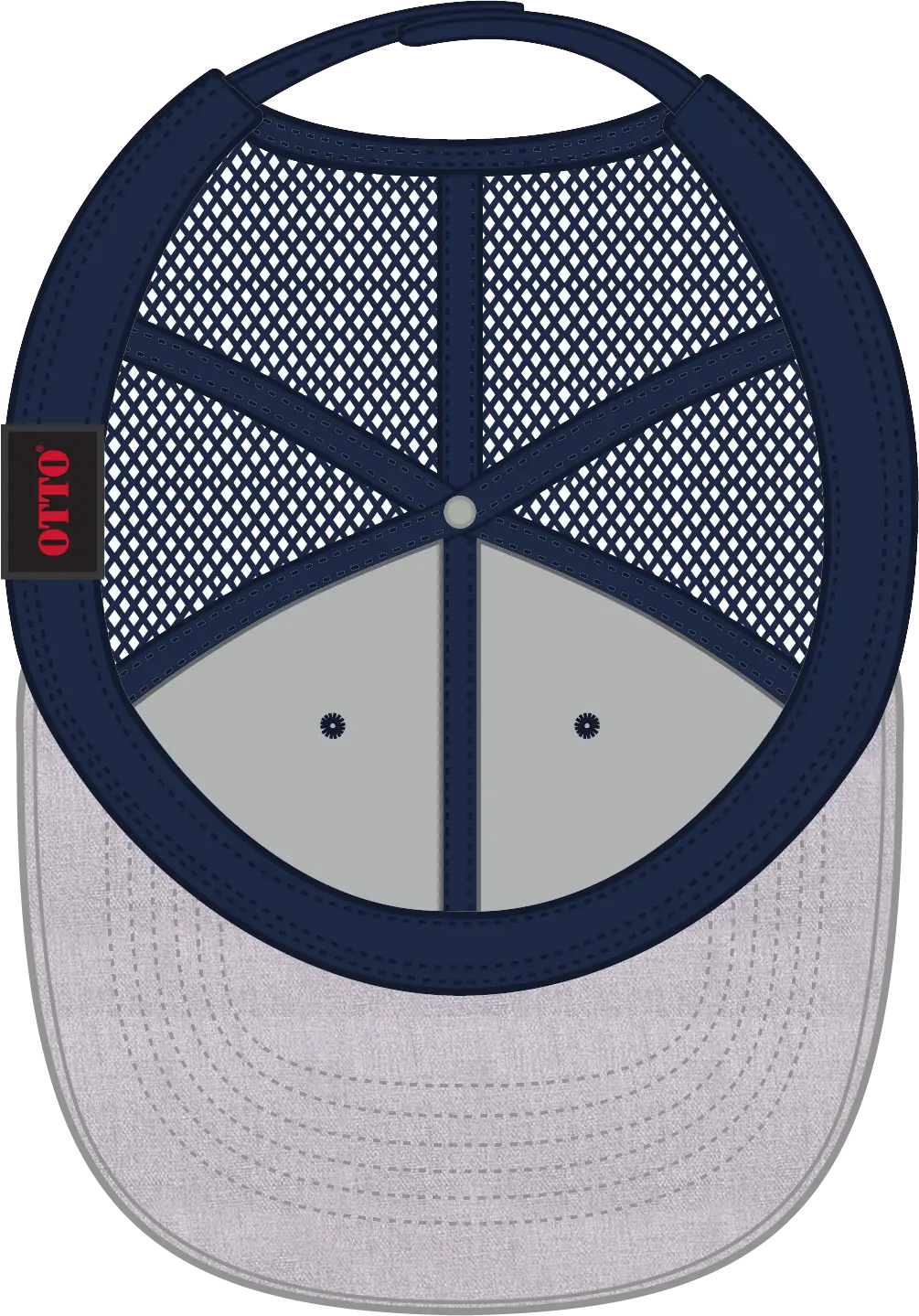 Otto 83-1239 6 Panel Low Profile Mesh Back Trucker Cap - Heathergray/navy/navy - 1/2’’ - 7 5/8’’