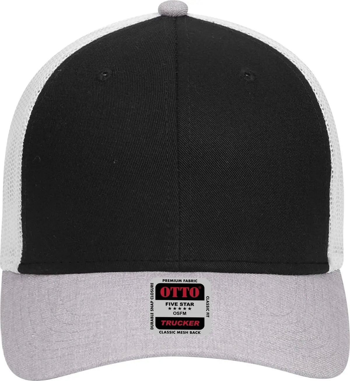 Otto 83-1239 6 Panel Low Profile Mesh Back Trucker Cap - Heathergray/black/white - 1/2’’ - 7 5/8’’
