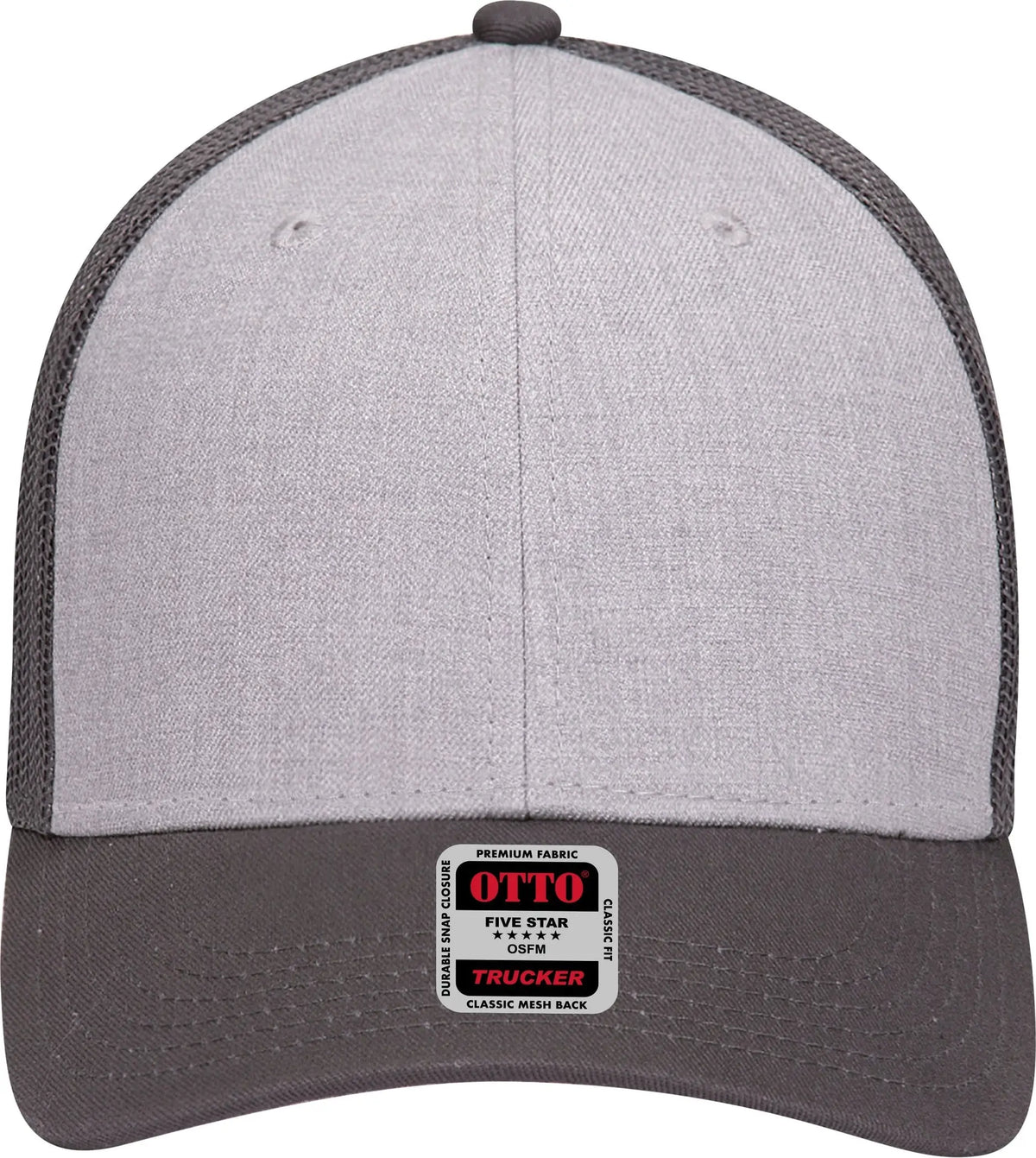 Otto 83-1239 6 Panel Low Profile Mesh Back Trucker Cap - Charcoalgray/heathergray/charcoalgray - 1/2’’ - 7 5/8’’