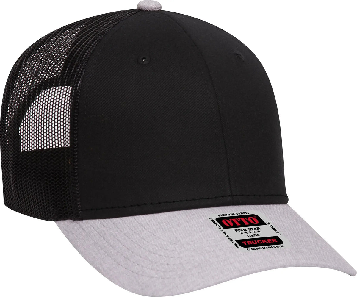 Otto 83-1239 6 Panel Low Profile Mesh Back Trucker Cap - Heathergray/black/black - 1/2’’ - 7 5/8’’