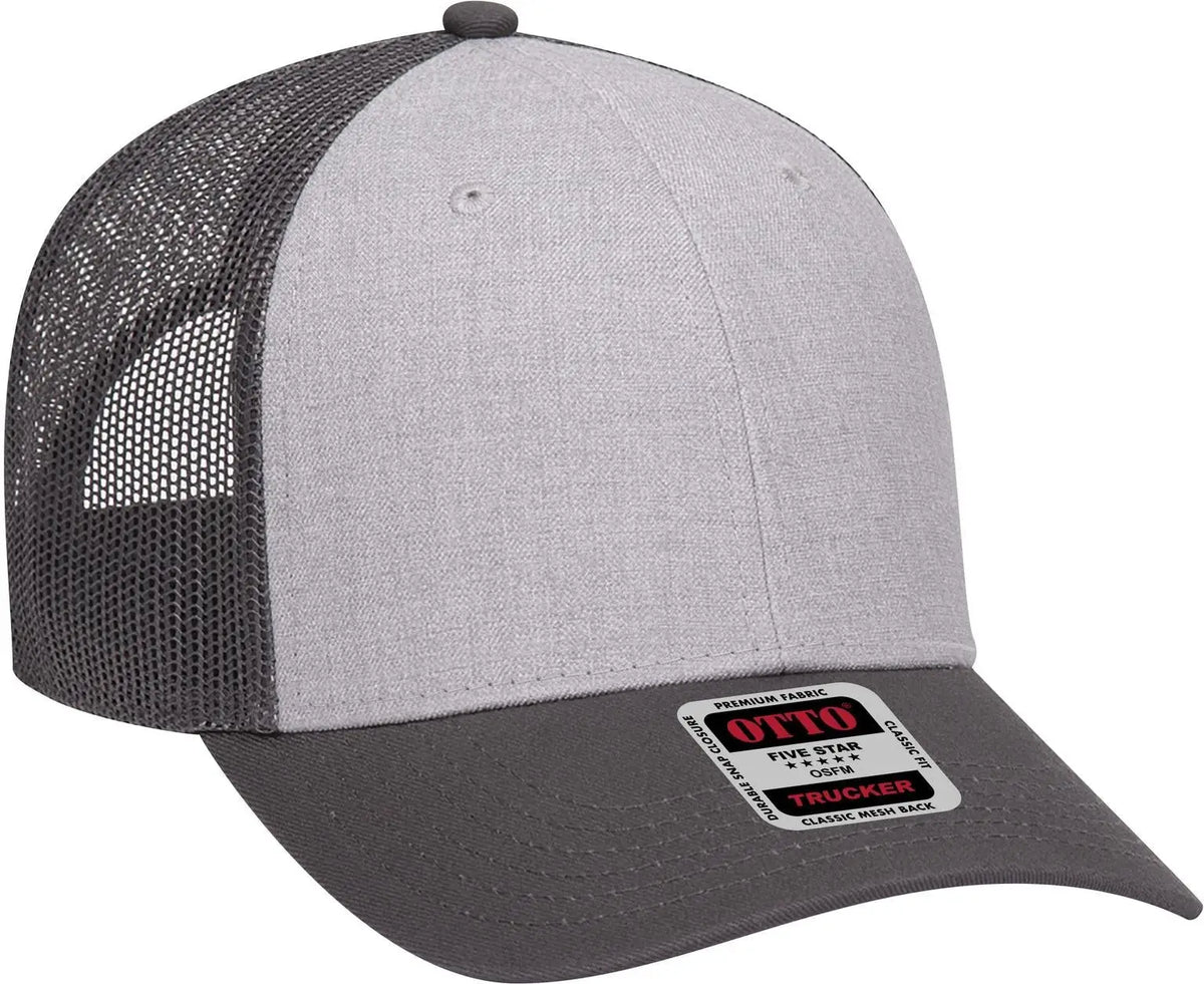 Otto 83-1239 6 Panel Low Profile Mesh Back Trucker Cap - Charcoalgray/heathergray/charcoalgray - 1/2’’ - 7 5/8’’