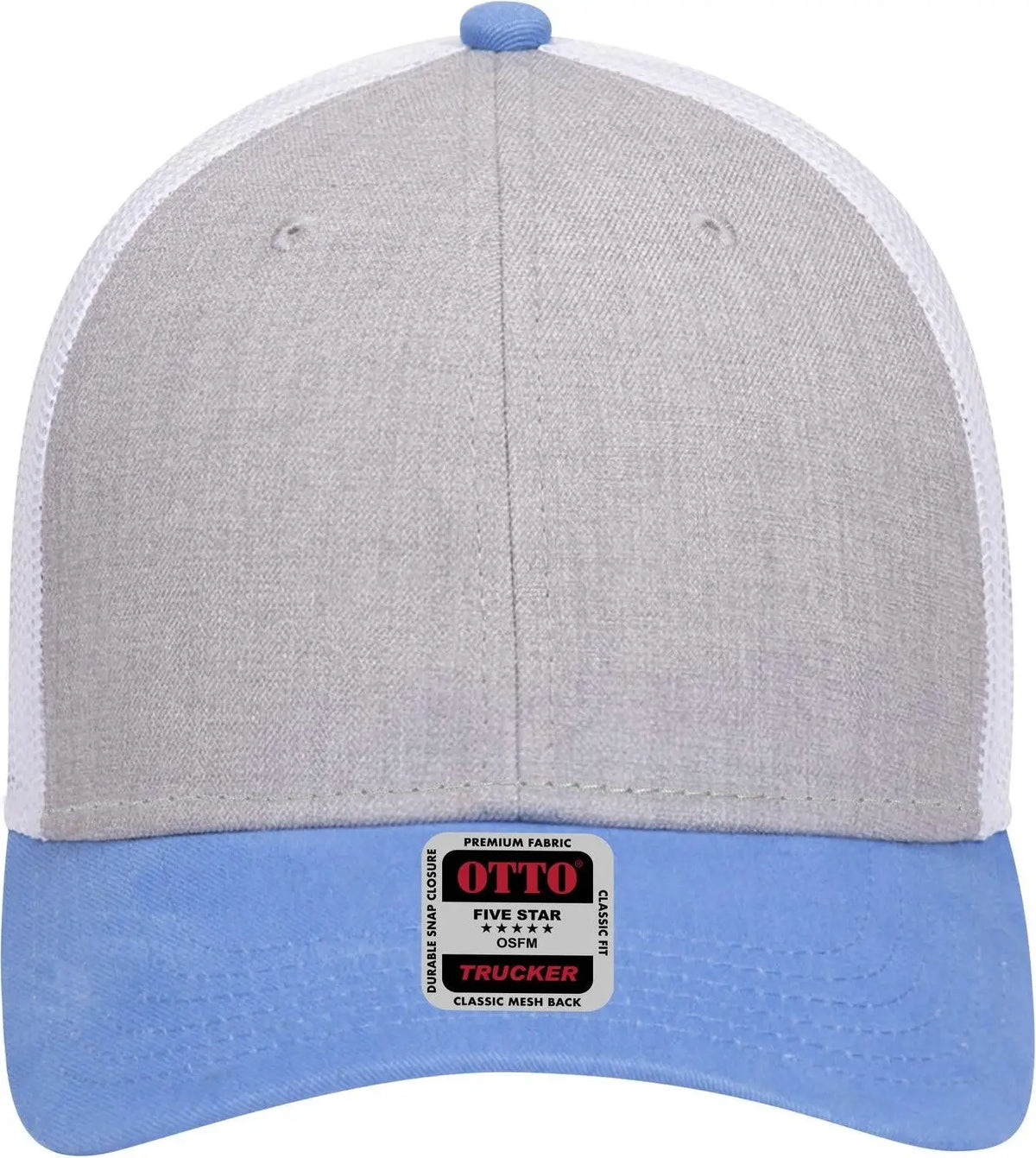 Otto 83-1239 6 Panel Low Profile Mesh Back Trucker Cap - Colombianblue/heathergray/white - 1/2’’ - 7 5/8’’