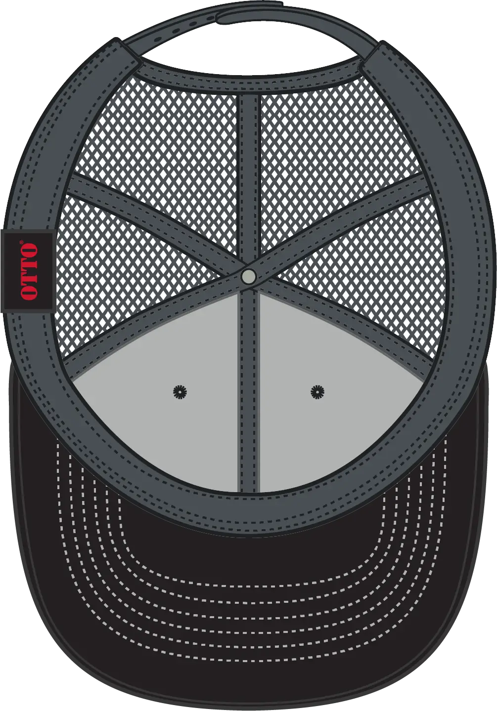 Otto 83-1239 6 Panel Low Profile Mesh Back Trucker Cap - Blk/ch.gry/ch.gry - 1/2’’ - 7 5/8’’