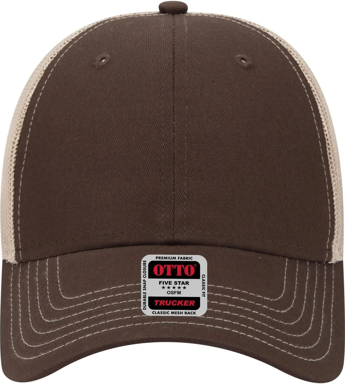 Otto 83-1239 6 Panel Low Profile Mesh Back Trucker Cap - Dk.brn/dk.brn/kha - 1/2’’ - 7 5/8’’